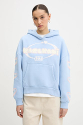 Mikina Karl Kani dámská, modrá barva, s kapucí, s potiskem, 61210082