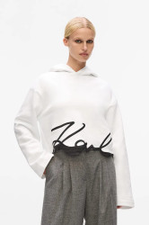 Mikina Karl Lagerfeld dámská, bílá barva, s aplikací, A4W20039