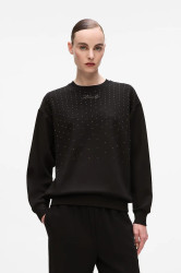 Mikina Karl Lagerfeld dámská, černá barva, s aplikací, A4W20038