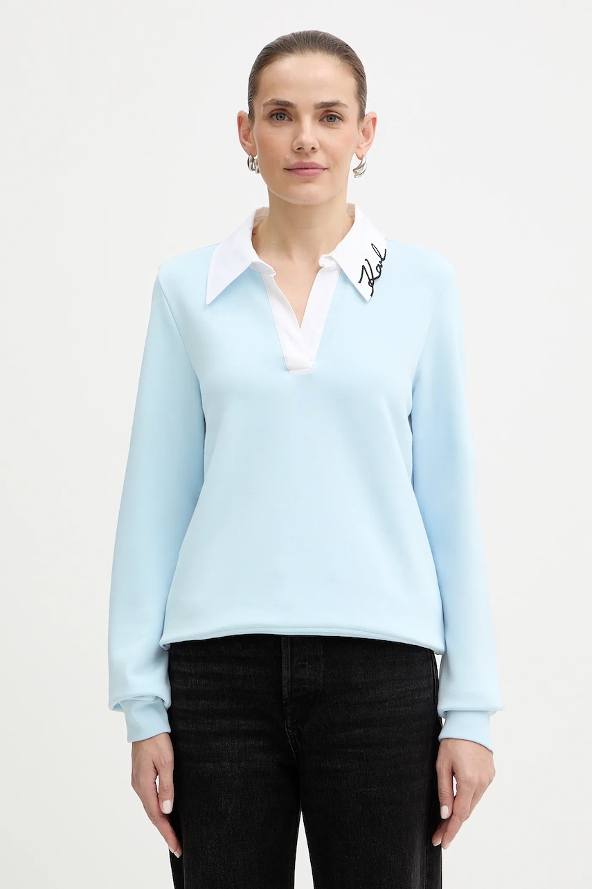 Mikina Karl Lagerfeld dámská, modrá barva, hladká, B1W20020