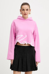 Mikina Karl Lagerfeld dámská, růžová barva, s aplikací, A4W20039