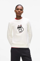 Mikina Karl Lagerfeld IKON dámská, béžová barva, s potiskem, A4W20043