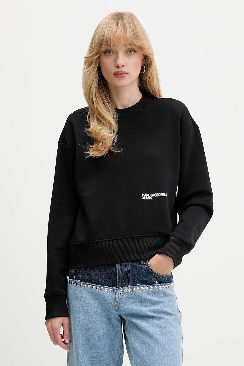 Mikina Karl Lagerfeld Jeans dámská, černá barva, s potiskem, A4W20003