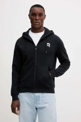 Mikina Karl Lagerfeld pánská, tmavomodrá barva, s kapucí, s aplikací, 554910.705045