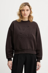 Mikina La Mania CREMA dámská, hnědá barva, hladká, CREMA