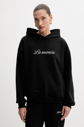 Mikina La Mania dámská, černá barva, s kapucí, s aplikací, ROCKY