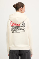 Mikina Levi's dámská, béžová barva, s kapucí, s potiskem, 001B6