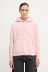Mikina Levi's dámská, růžová barva, s kapucí, hladká, A5943