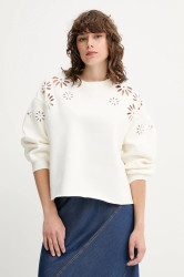 Mikina Levi's LEO RAW CUT CREW dámská, béžová barva, s aplikací, A8793