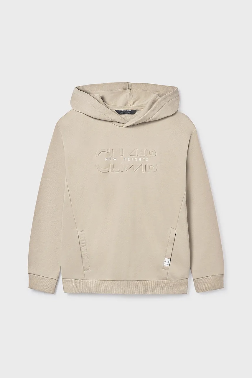 Mikina Mayoral béžová barva, s kapucí, 7401