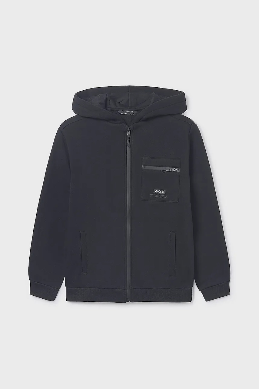 Mikina Mayoral černá barva, s kapucí, 7419