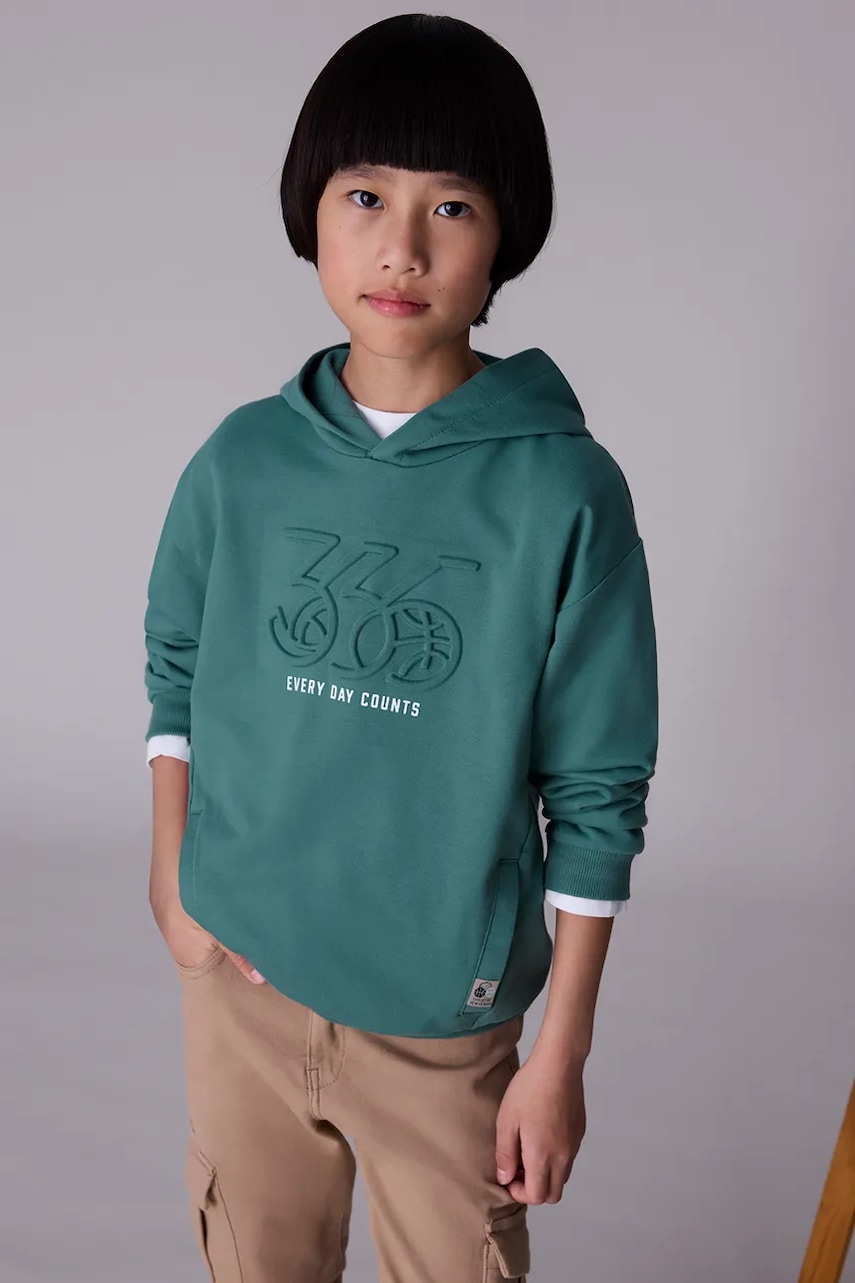 Mikina Mayoral zelená barva, s kapucí, 7401