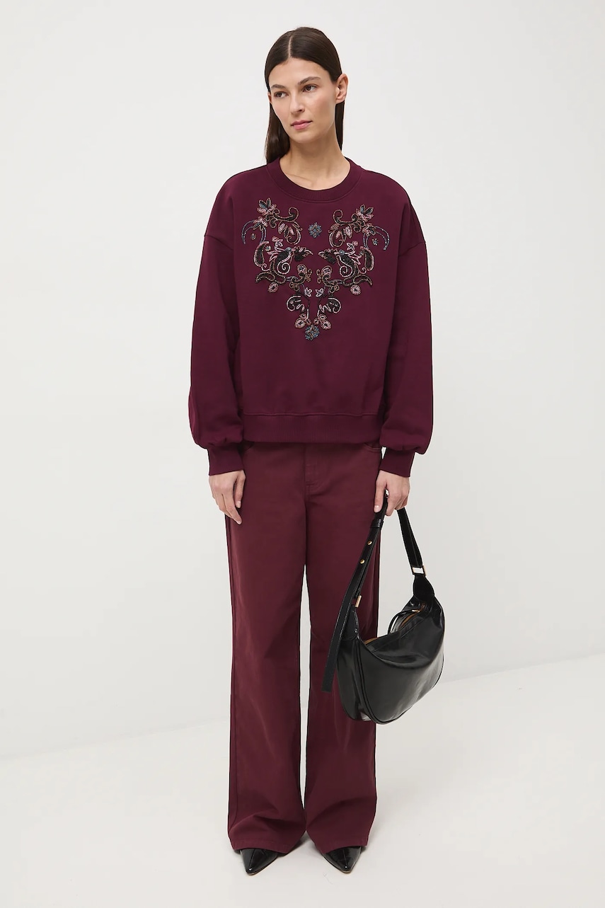 Mikina Medicine dámská, vínová barva, s aplikací