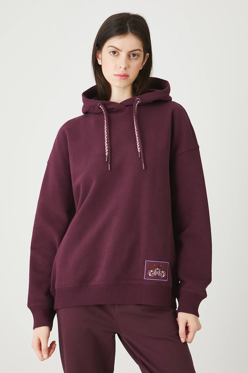 Mikina Medicine dámská, vínová barva, s kapucí, s aplikací