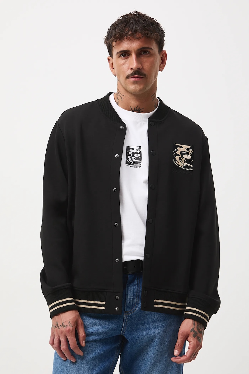 Mikina Medicine pánská, černá barva, s aplikací