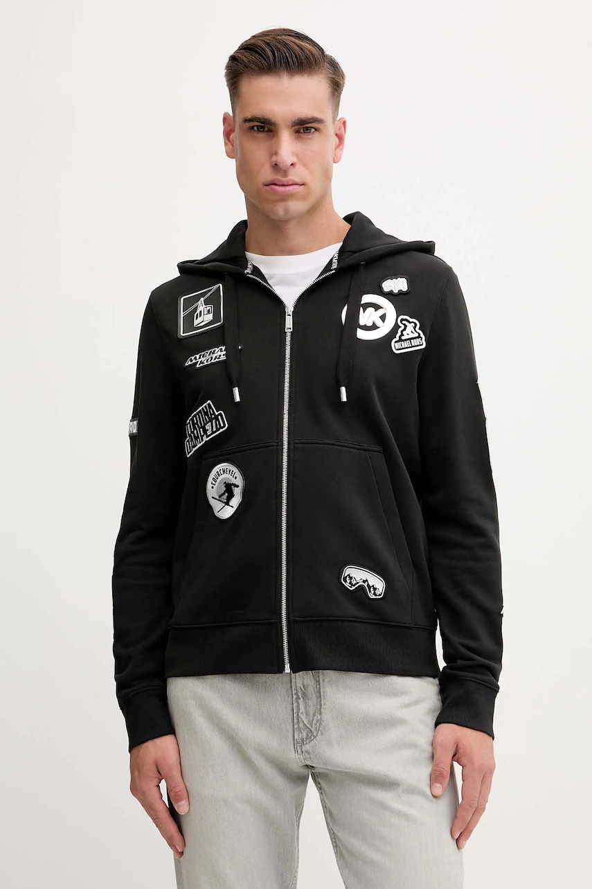 Mikina Michael Kors pánská, černá barva, s kapucí, vzorovaná, CF552V04MY