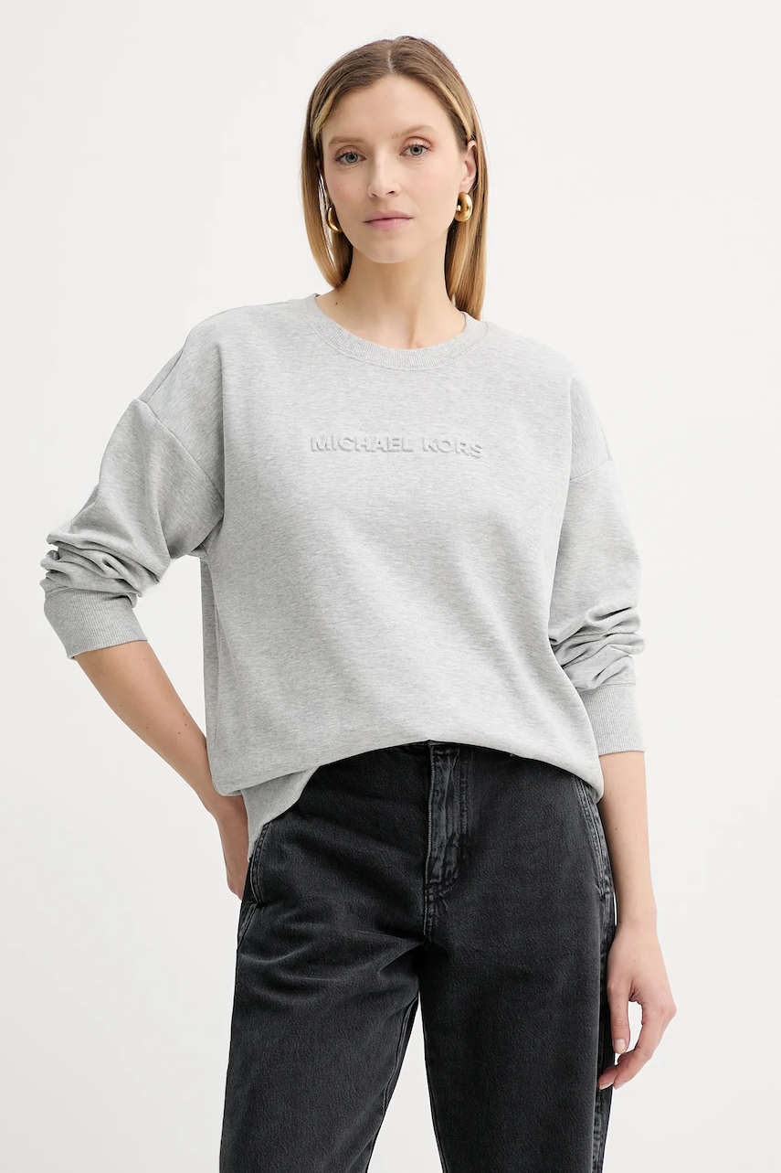 Mikina MICHAEL Michael Kors dámská, šedá barva, s aplikací, MT551QB5MF