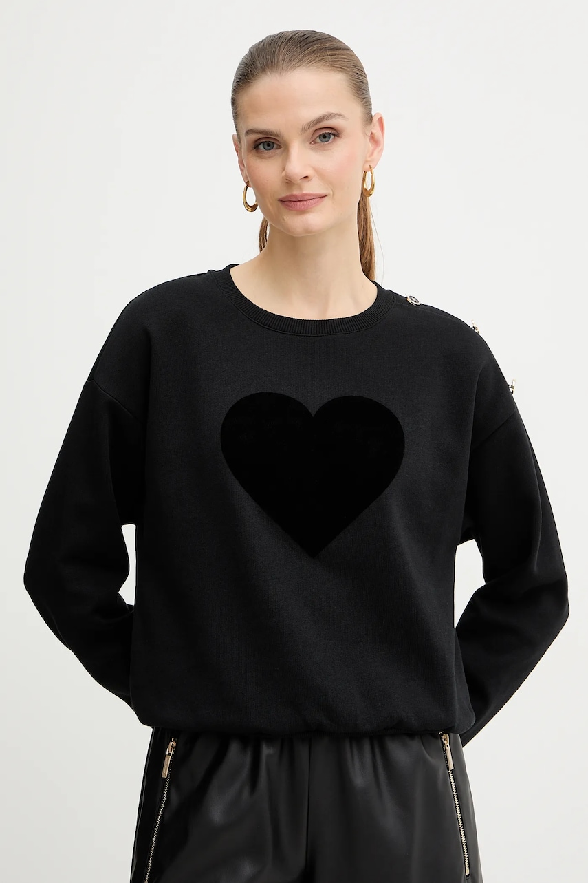 Mikina Morgan dámská, černá barva, s aplikací, TDELOU