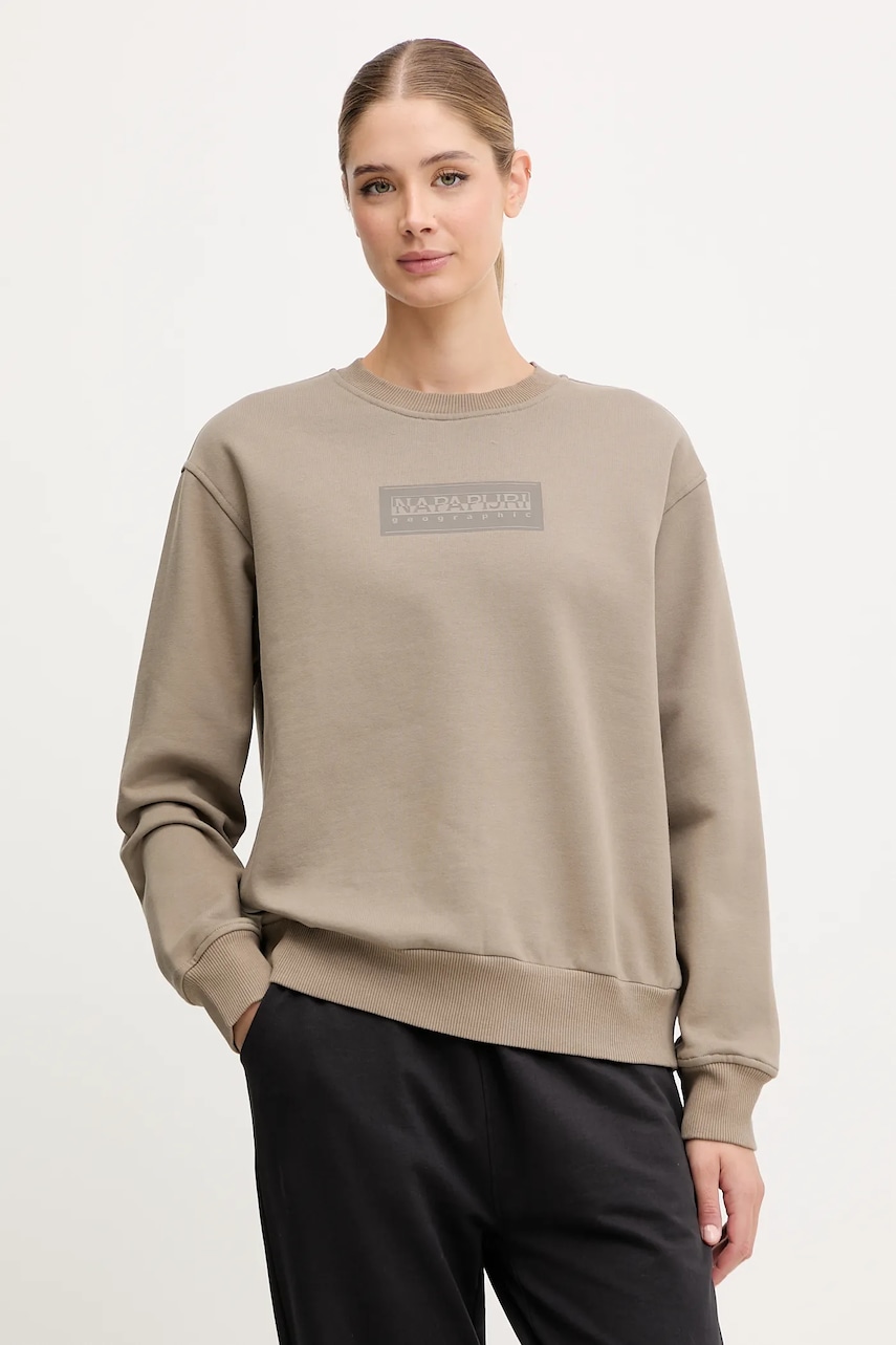 Mikina Napapijri B-Box dámská, zelená barva, s potiskem, NP0A4HYRN1T1