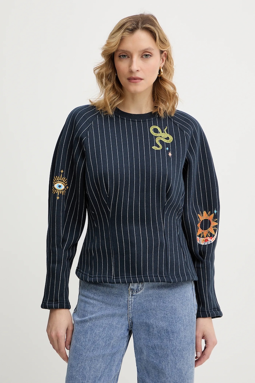 Mikina Never Fully Dressed Barrel dámská, tmavomodrá barva, s potiskem, NFDTO2060