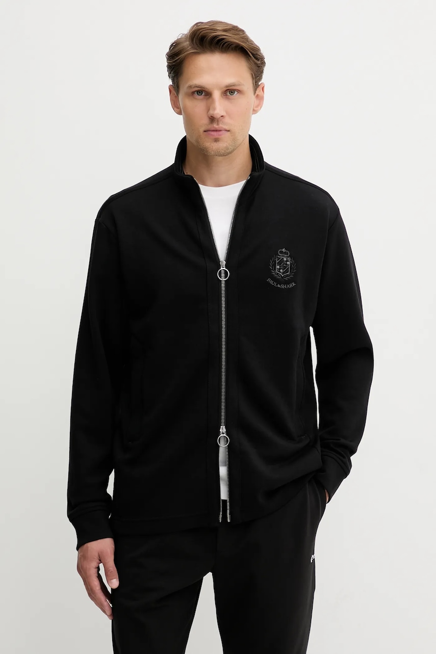 Mikina Paul&Shark pánská, černá barva, s aplikací, 15311823