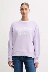Mikina Pepe Jeans dámská, fialová barva, s aplikací, PL581524
