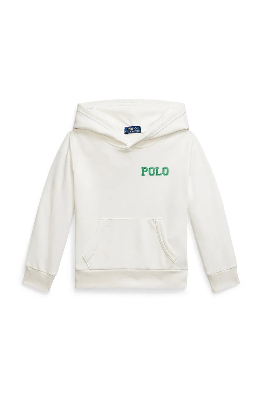 Mikina Polo Ralph Lauren bílá barva, s kapucí, s potiskem, 322977424001