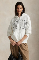 Mikina Polo Ralph Lauren dámská, bílá barva, s kapucí, 211A90685