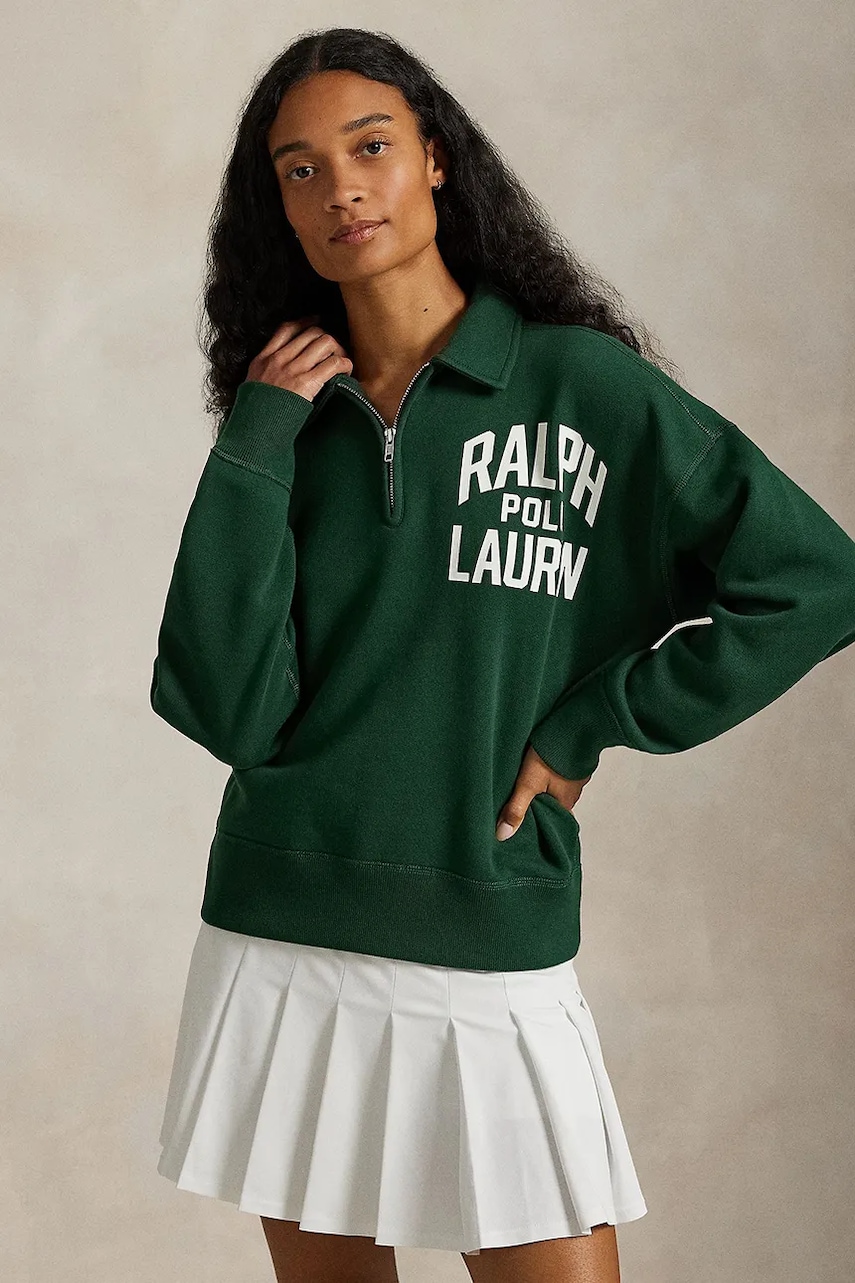 Mikina Polo Ralph Lauren dámská, zelená barva, s potiskem, 211971753