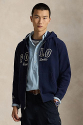Mikina Polo Ralph Lauren pánská, tmavomodrá barva, s kapucí, s aplikací, 710P04874