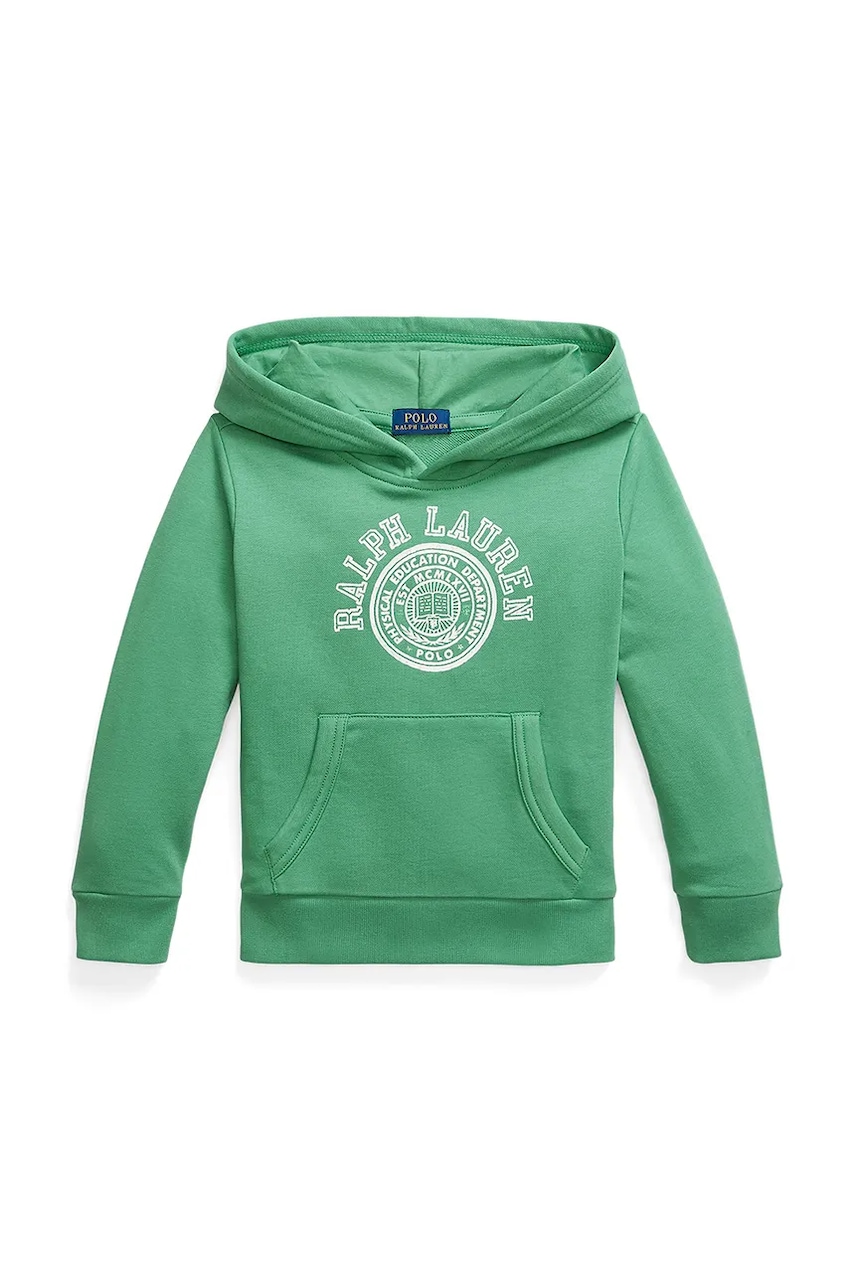 Mikina Polo Ralph Lauren zelená barva, s kapucí, s potiskem, 322971334001