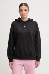 Mikina Puma dámská, černá barva, s kapucí, hladká, 685398