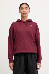 Mikina Puma dámská, vínová barva, s kapucí, hladká, 682385