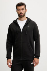 Mikina Puma pánská, černá barva, s kapucí, hladká, 682590