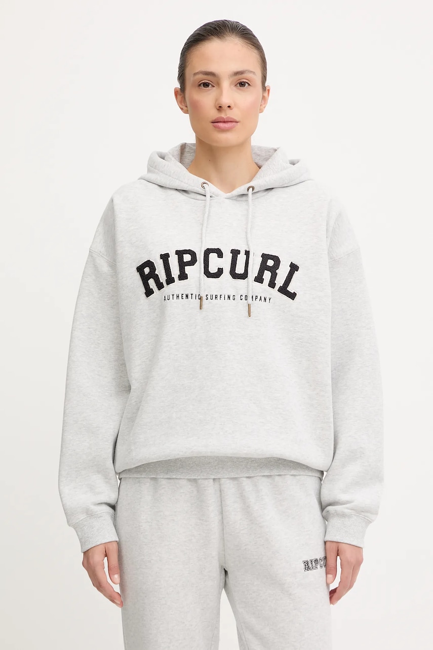 Mikina Rip Curl VARSITY dámská, šedá barva, s kapucí, s aplikací, 08HWFL