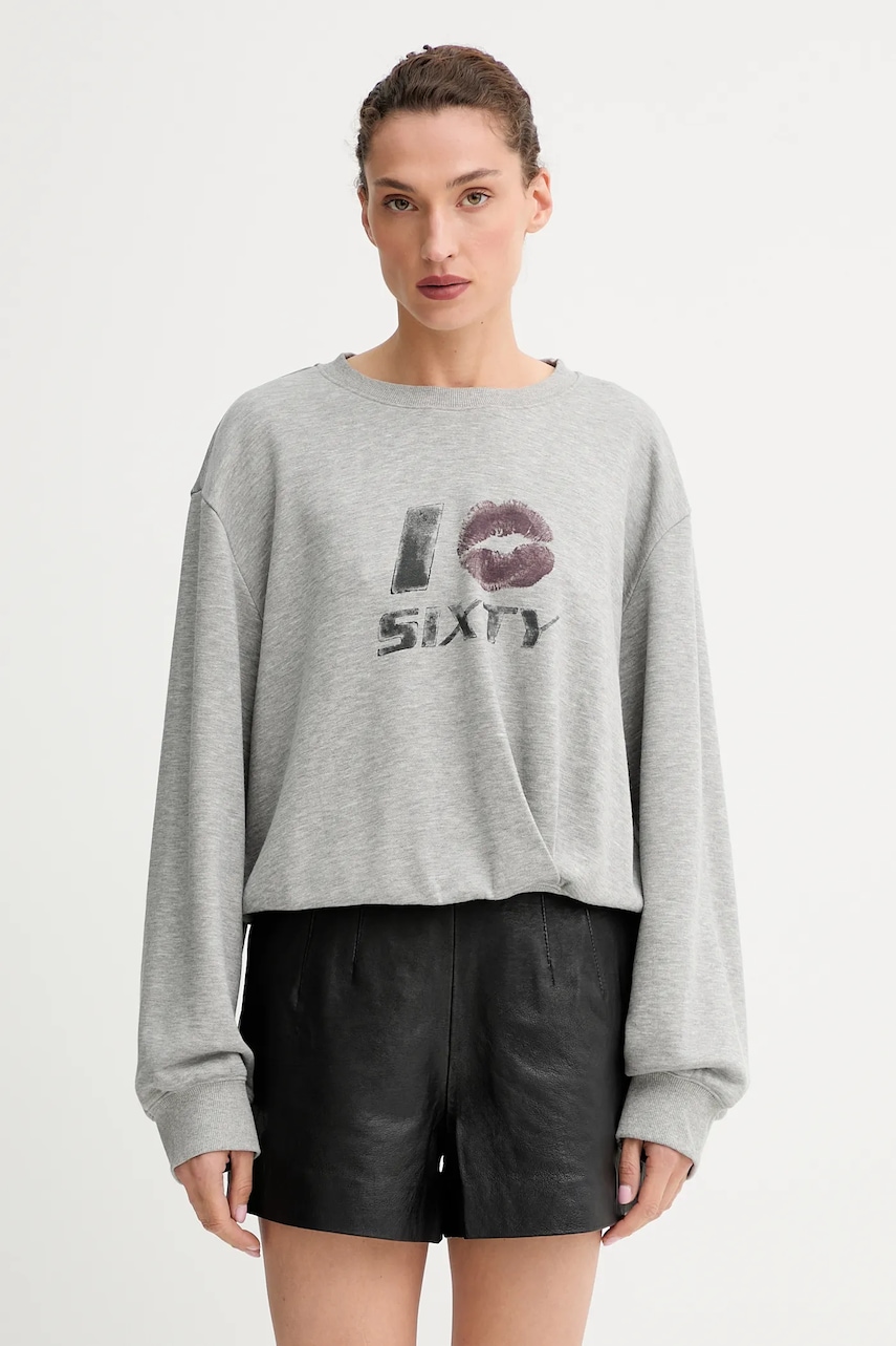 Mikina s příměsí vlny Miss Sixty dámská, šedá barva, s potiskem, 6S3TJ59000