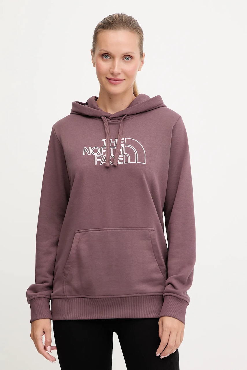 Mikina The North Face Drew Peak Light dámská, fialová barva, s kapucí, vzorovaná, NF0A8C1DFAI1