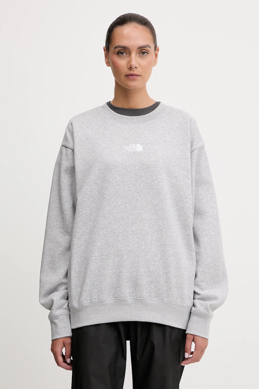 Mikina The North Face Essential dámská, šedá barva, melanžová, NF0A89EPDYX1