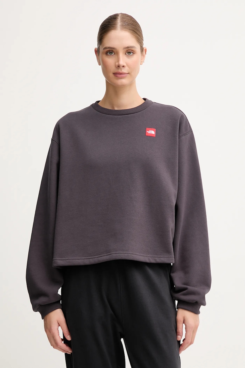 Mikina The North Face Redbox dámská, šedá barva, s aplikací, NF0A8EFY0SA1