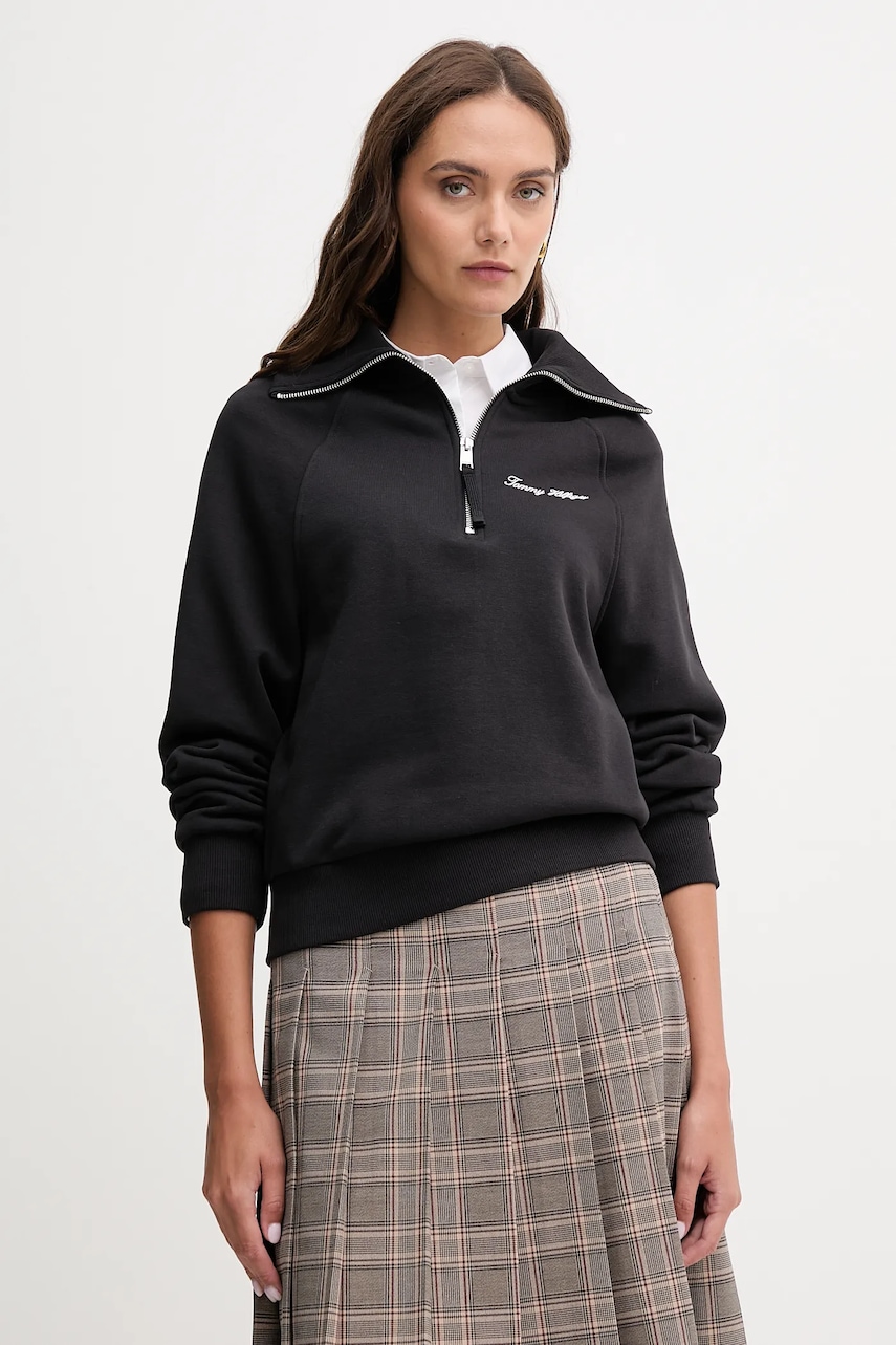 Mikina Tommy Hilfiger dámská, černá barva, hladká, WW0WW46632