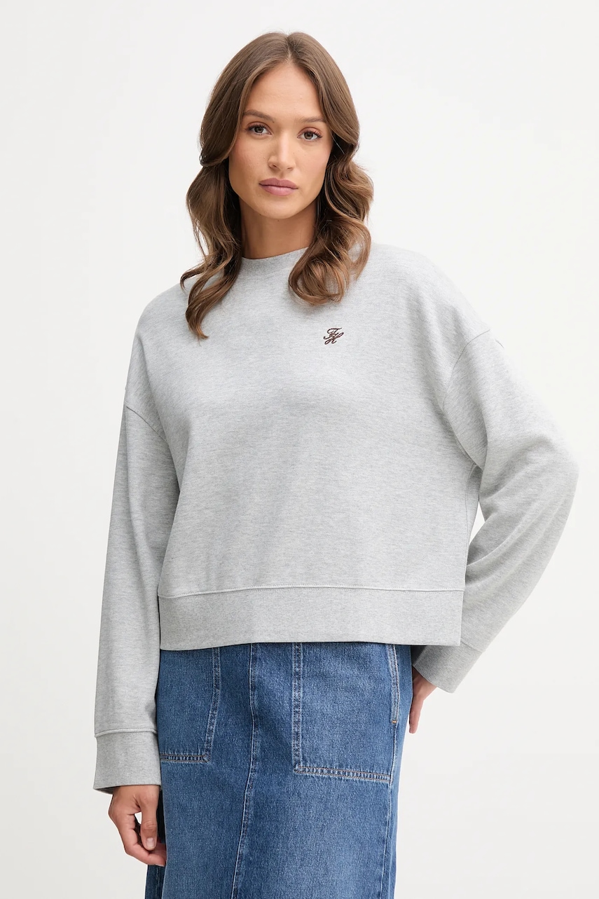 Mikina Tommy Hilfiger dámská, šedá barva, hladká, WW0WW46152