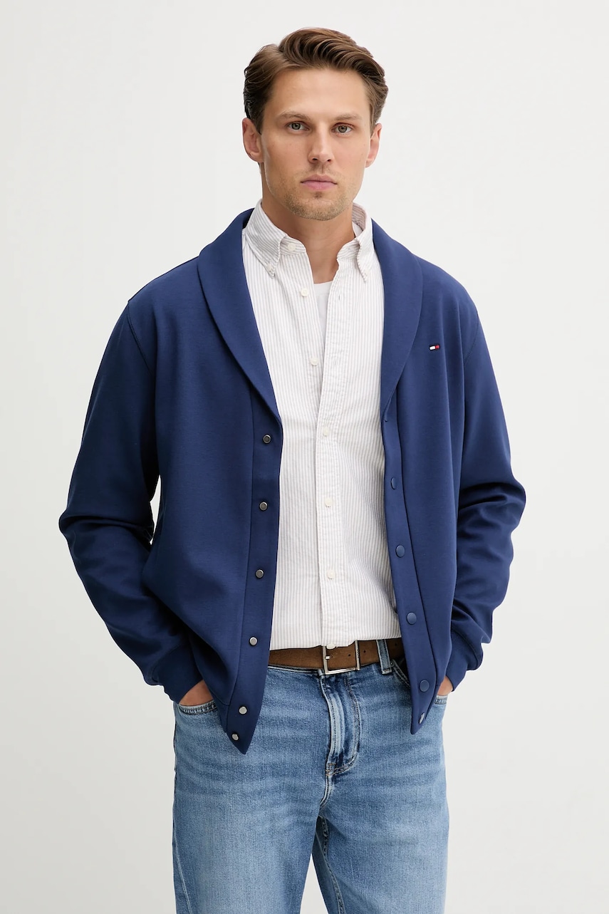 Mikina Tommy Hilfiger pánská, tmavomodrá barva, hladká, MW0MW39393