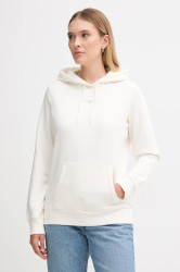 Mikina Tommy Jeans dámská, béžová barva, s kapucí, s potiskem, DW0DW21963