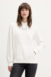 Mikina Tommy Jeans dámská, bílá barva, s kapucí, s potiskem, DW0DW22080