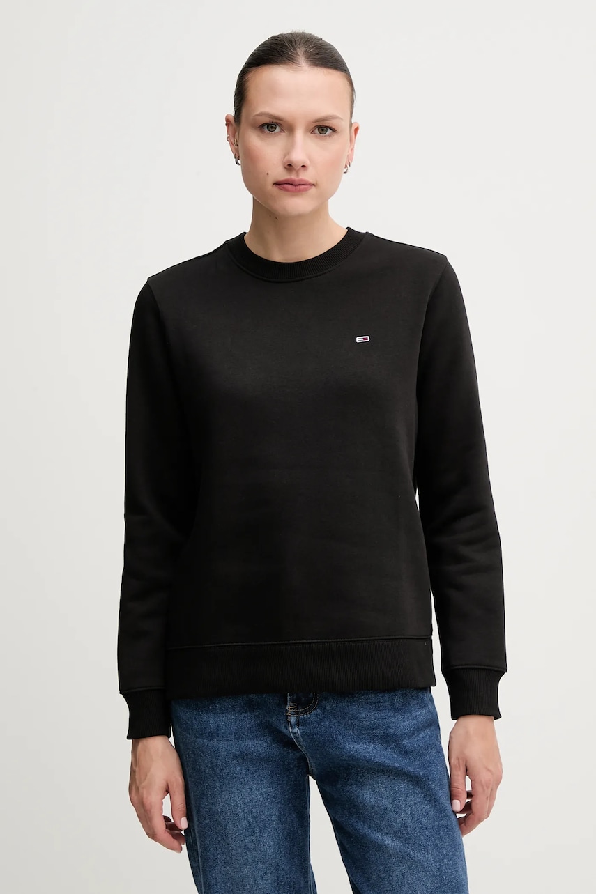 Mikina Tommy Jeans dámská, černá barva, hladká, DW0DW19959