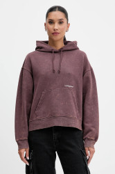 Mikina Tommy Jeans dámská, hnědá barva, s kapucí, hladká, DW0DW21609