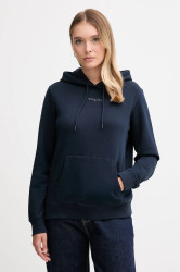 Mikina Tommy Jeans dámská, tmavomodrá barva, s kapucí, s potiskem, DW0DW21963