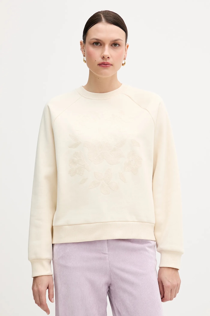 Mikina United Colors of Benetton dámská, béžová barva, s aplikací, 3MTZD10B6