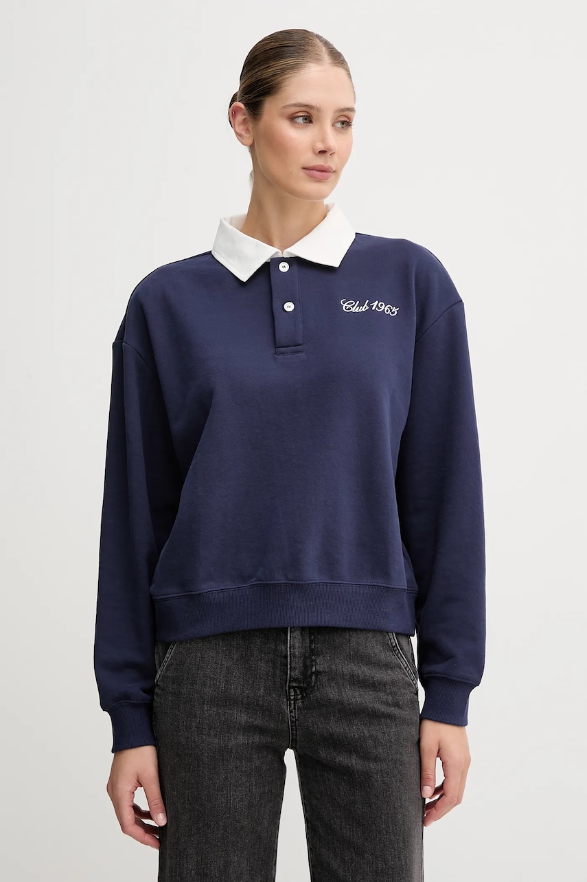 Mikina United Colors of Benetton dámská, tmavomodrá barva, s aplikací, 3WNWD3011