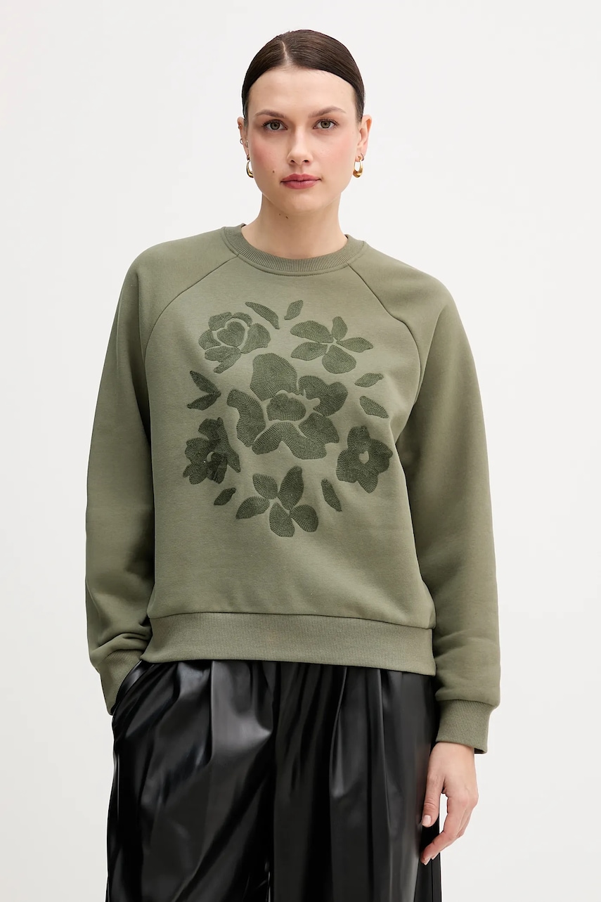 Mikina United Colors of Benetton dámská, zelená barva, s aplikací, 3MTZD10B6